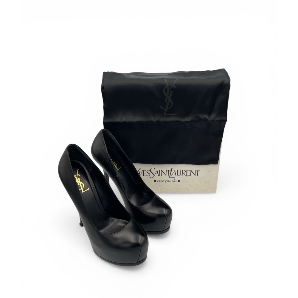 Saint Laurent Tribtoo Platform Pumps Black Leather –Size 38.5 US 8.5 - Picture 5 of 14